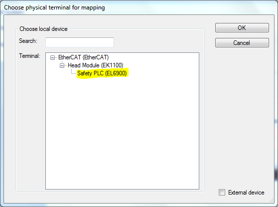 07 Choose Physical Terminal for Mapping dialog