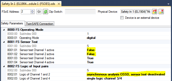 11 EL1904 Properties with OSSD