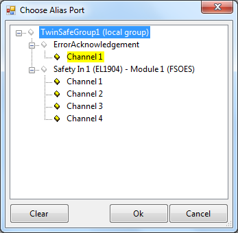 15 Choose Alias Port Dialog - ErrorAcknowledgement