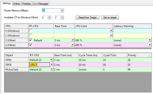 21 Real-Time settings with OP10 and OP20 tasks - OP20 on CPU 3