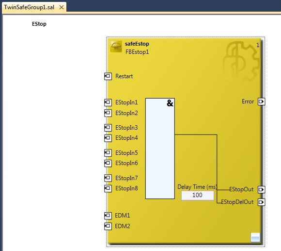 24 safeEstop function block dropped in network