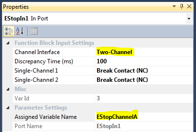 26 EStopIn1 Properties - configured