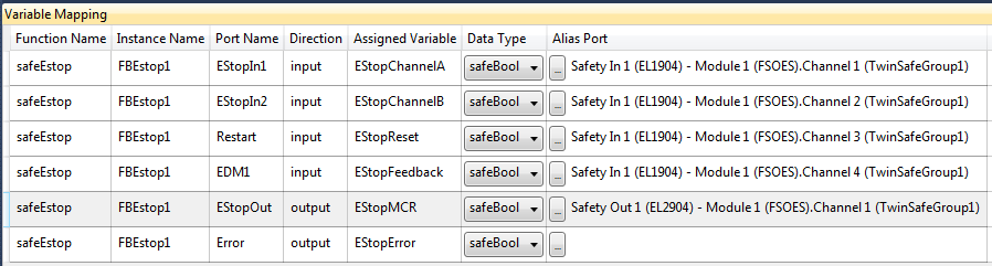 30 Variable Mapping window with safe IO mapped