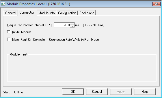 RSLogix 5000 - Module Properties Window