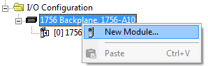 RSLogix 5000 - Right Click BackPlane - New Module