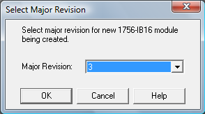 RSLogix 5000 - Select Major Revision Dialog