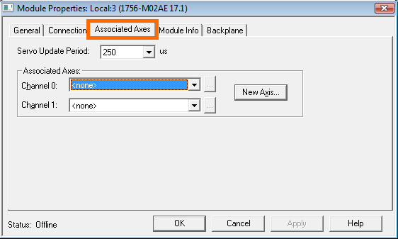 RSLogix 5000 - Create Axis - Associated Axes