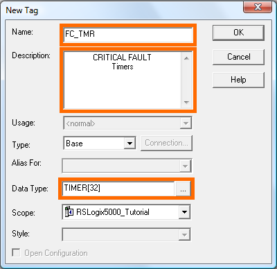 RSLogix 5000 Tutorial - New Timer Tag Array - Fields