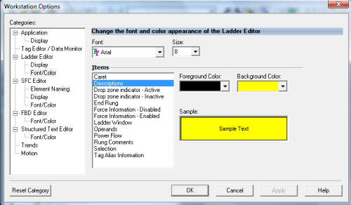 RSLogix 5000 - Customizing the Editor - Descriptions