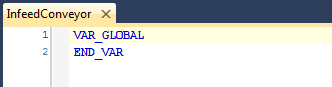 Empty InfeedConveyor Global Variable List