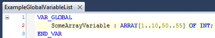 Example array declaration - 2 dimensional