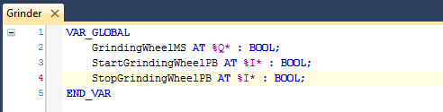 TwinCAT 3 Tutorial: Grinder GVL with variables and output and inputs