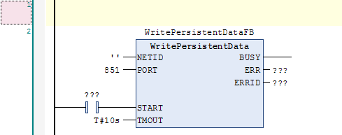 Insert Network above WritePersistentData function block