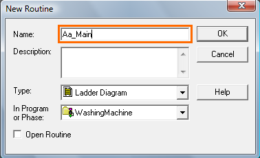 RSLogix 5000 - New Routine Dialog