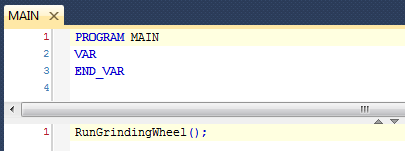 TwinCAT 3 Tutorial: MAIN program calling RunGrindingWheel