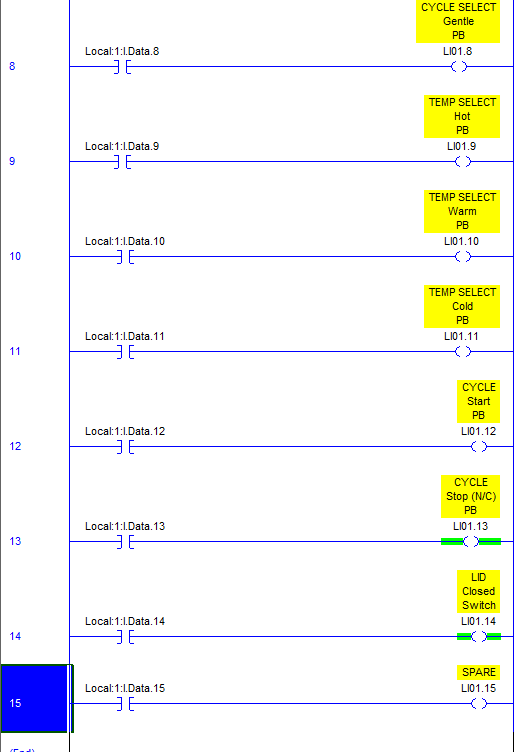 RSLogix 5000 Tutorial - MapInputs - Rungs 8 to 15