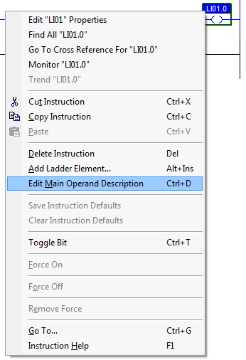 RSLogix 5000 Tutorial - Edit Main Operand Description