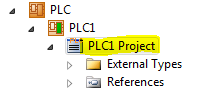 TwinCAT 3 Tutorial: PLC1 project highlighted