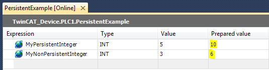 Persistent Example Online 2 - Prepared Values