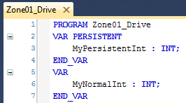 Persistent variable in program