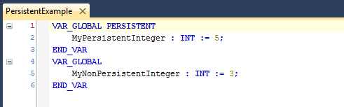 Persistent Example With Persistent Variable