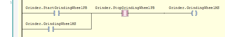 TwinCAT 3 Tutorial: Rung with Grinder-GrindingWheelMS coil - stop pb contact changed to NO