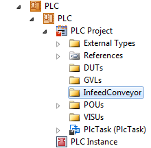 Solution Explorer with InfeedConveyor folder