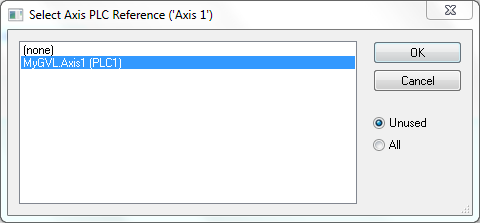 17 Select Axis PLC Reference Dialog