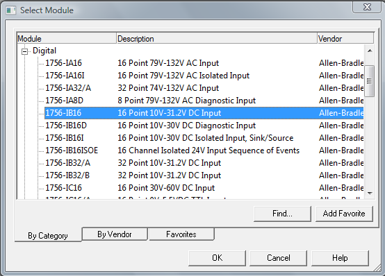 RSLogix 5000 - Select Module: 1756-IB16