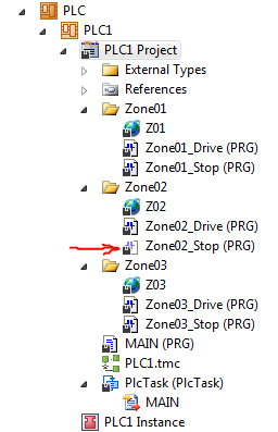 Conveyor Zones with Drive and Stop Programs - one grayed out