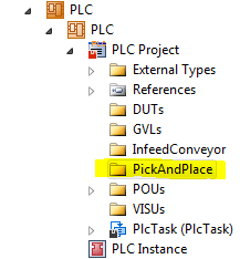 Solution Explorer with PickAndPlace folder