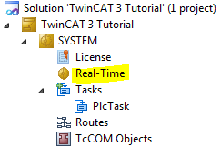 TwinCAT 3: Solution Explorer with Real-Time highlighted