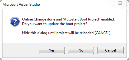 TwinCAT 3: Update boot project dialog