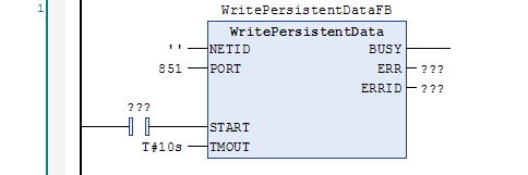WritePersistentData function block instance with variables